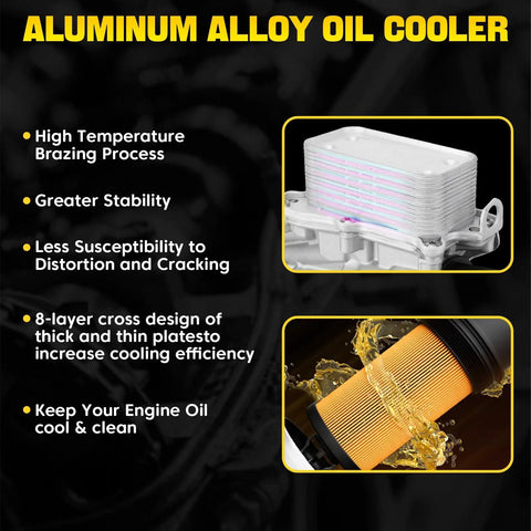 Aluminum Oil Cooler Filter Housing Assembly For Mercedes Benz 2006 2012 Models E Class C Class GLK ML S CLS CLK SLK R Series features.