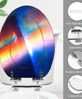 Elongated Toilet Seat Soft Close for Bathroom with colorful design, grip-tight bumpers and stainless steel hinges.