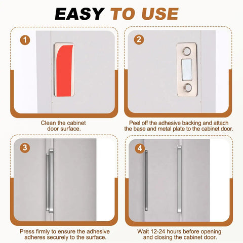 Guide for Ultra Thin Stainless Steel Cabinet Door Magnets With Adhesive Backing No Drill Required 4 Pack Magnetic Door Catches