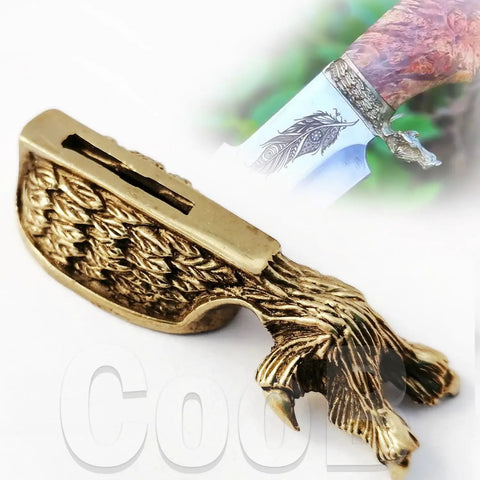 Finger Guard Bolster And Pommel Set For Knife Handles Owl Bird Animal Design For Custom Knife Making DIY, solid bronze casting