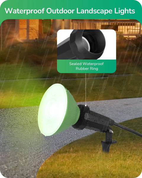 Heavy Duty Weatherproof Outdoor Halloween Flood Lights 120V With Six Foot Extension Cord Two Pack focused on sealed waterproof design.