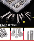Stainless Steel Clevis Pin And Clips Kit 122 Piece Assortment With 9 Styles M4 M6 M8 Clevis Pins And M1.5 M2 M3 Cotter Pins R Clips Hair Pins