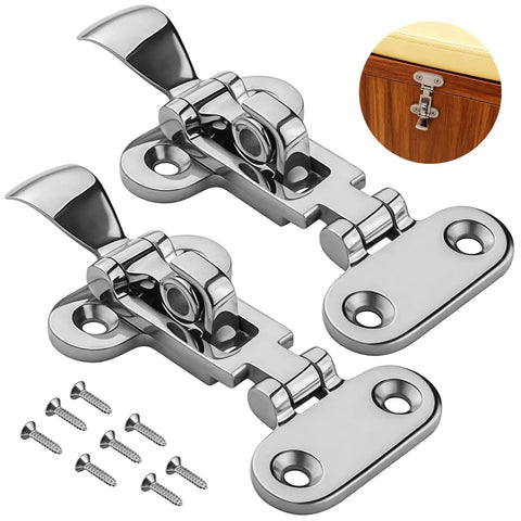 2-pack 4.3 in polished stainless steel boat latches with mounting plates and screws