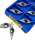 Premium Indexable Carbide Lathe Tool VBGT160408 AK for Aluminum Steel Turning, high hardness CNC cutting inserts in blue case.