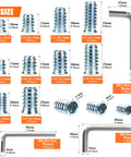 DIY Ready 148 Piece Threaded Inserts Kit For Wood With 1/4-20, 5/16-18, 3/8-16 Coarse Threads And Included Hex Wrench, various sizes
