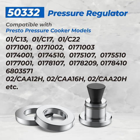 3-Piece Pressure Regulator With 5-Pound Weight Rings For Canning, Delivers 15 PSI, Fits Presto Pressure Canner Models, Replacement Part