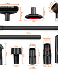 All Purpose Universal 14 Piece Vacuum Attachment Kit For Wet And Dry Vacuums with extension wands and hose adapters