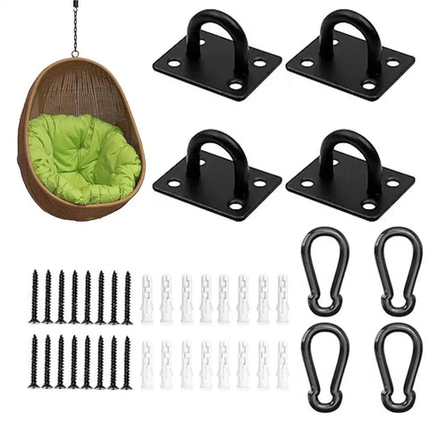 Eight Piece Pad Eye Plate Stainless Steel Hammock Hooks For Multi Purpose Hangers Kit with swing and hardware