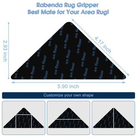 14 Piece Non Slip Rug Tape Set With Rug Grippers And Pad Grippers For Hardwood Floors Tile And Mats, triangle gripper dimensions.