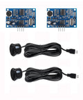 Two Pack Waterproof Ultrasonic Distance Sensor Module With 40KHz Transducer 5V Operation, circuit boards and cables visible