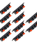 10 Pack 4 Pin Speaker Terminal Blocks With Spring Clips For DIY Audio, black and orange strips, top view