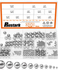 304 Stainless Steel Bearing Balls Set 300 Pieces In 12 Sizes For Machinery Automotive And Bicycle Repairs Pro Grade Precision Solid Bearings For Industrial Use in storage box