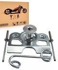 Front view of chrome steel Dzus fastener kit with 1/4-turn buttons, springs, tab plates, rivets; 10-pack