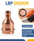 Heavy Duty Copper Press Coupling No Stop 50 Pack 4X3 Through Flow Pipe Connector for leak-free plumbing repairs.