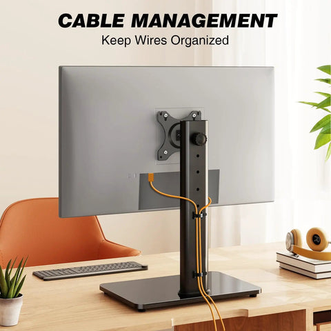 Rear view of a Free Standing Monitor Stand With VESA Mount For 13 To 32 Inch Screens, showing cable management.