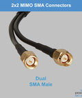 Straight Plug N Go 4G And 5G MIMO Wireless Antenna With Low Profile Panel Mount Setup Heavily Reinforced For Tough Outdoor Use And Flawless Signal Coverage Over Snappy 10 Foot Coax Connections with dual SMA male connectors.