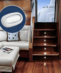 Interior boat deck with 4 Pack Oblong LED Courtesy Lights for Boats and RVs No Brainer Cool White 12V IP67 Waterproof