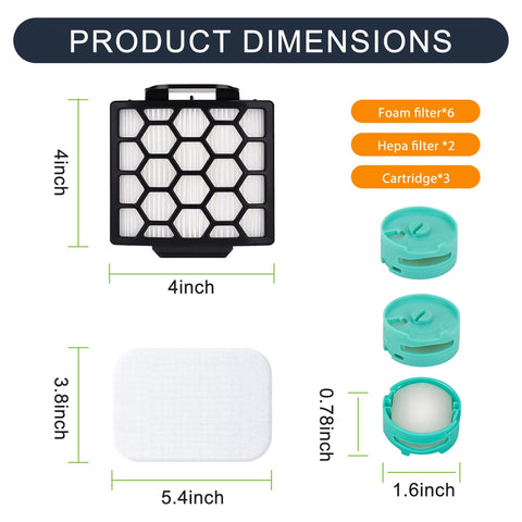 Product dimensions of Odor Neutralizer Cartridge And Replacement Filter For Rotator Pet Upright Vacuum ZU102 And ZU100.
