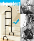 Easy Peasy Assembly Adjustable Stair Climbing Cane For Seniors delivering solid grip, steel frame by steps, portable mobility aid.