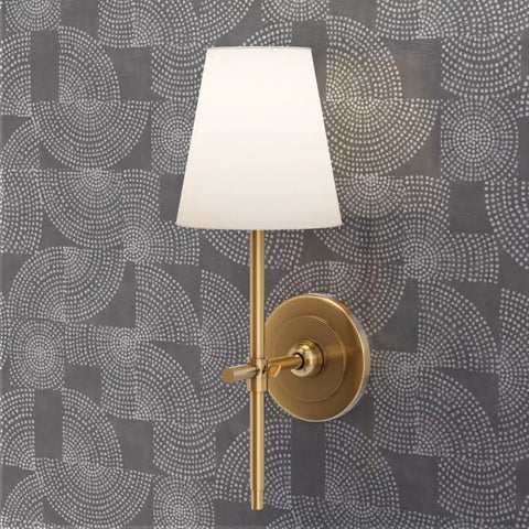 Top Shelf Sleek Silver Metallic Wallpaper Featuring Bold Geometric Dots And Textured Fibrous Finish With Paste The Wall Application For A Straight Up Dope Indoors Accent Wall Made In Usa, with gold wall sconce.