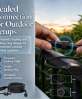 Sealed connection feature of the 16 Foot Outdoor Extension Cord Featuring Built In Voltage Booster for outdoor setups.