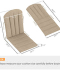 Adirondack Chair Cushion Set Of 4 With Ties 25D High Density Foam For All Day Comfort High Back Patio Cushions Beige 49 x 20 x 2 inches