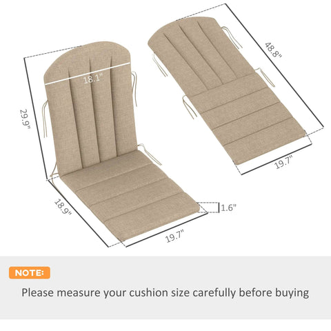 Adirondack Chair Cushion Set Of 4 With Ties 25D High Density Foam For All Day Comfort High Back Patio Cushions Beige 49 x 20 x 2 inches