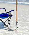 Heavy Duty Umbrella Stand With Granite Base Built Tough And Windproof Stainless Steel Tube Mount in beach setting