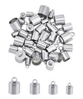 4 Sizes Stainless Steel Cord End Caps Set For Jewelry Making, 40 Pcs Total, End Caps For Leather Cord And Rope, Sleek Silver Finish