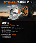 2 Pack Front And Rear Wheel Hub Bearing Assembly 513275 Fits Ford Edge 2011-2014 Flex 2009-2019 Taurus 2010-2019 Lincoln MKS MKT MKX 2009-2019 5 Lug Direct Fit Replacement shown with compatible vehicles