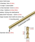 Built Tough Solid Brass Shelf Rail Kit With Spindles Adjustable Anti Fall Guard Fence For Cabinets And Display Shelving Rust Resistant Vintage Charm, 6mm diameter rail and 2 mounting posts.
