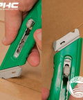 PHC Pacific Handy Cutter S4R safety cutter, green retractable utility knife with ergonomic design and steel guard
