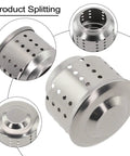 Stainless Steel Anti Splash Valve for Moka Pot Stovetop Coffee Maker Keeps Your Brew Spill Free And In Control, 2cm By 3cm Splash Cover Fits Most Coffee Pot Percolators And Turkish Coffee Pots, shown in parts.
