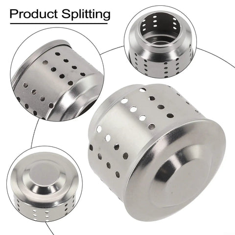Stainless Steel Anti Splash Valve for Moka Pot Stovetop Coffee Maker Keeps Your Brew Spill Free And In Control, 2cm By 3cm Splash Cover Fits Most Coffee Pot Percolators And Turkish Coffee Pots, shown in parts.