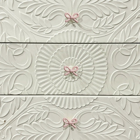 Snag These Premium Vintage Pink Bow Cabinet Knobs 6 Pack Farmhouse Traditional Solid Metal Drawer Pulls on white drawer design.