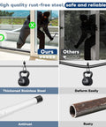 Comparison of Heavy Duty Sliding Door Security Bar 17 To 50 Inch Adjustable With Rubber Tips, showcasing steel strength and rust prevention.