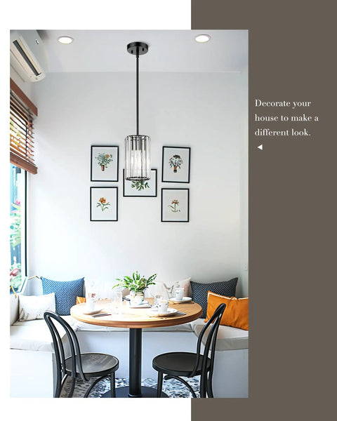 Crystal Pendant Light With Gold Finish Mini Chandelier for Kitchen Dining Room with modern decor and wall art