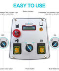 Control panel of Powerful Walk Behind Floor Scrubber Polisher Dryer That Dries Floors Fast, featuring switches and indicators.