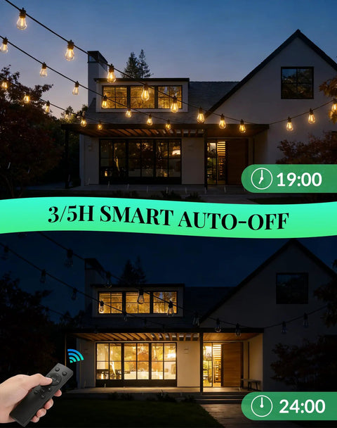 Outdoor String Lights LED Patio Lights 100Ft Waterproof Dimmable Porch Lighting With Remote Shatterproof S14 Bulbs