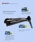 Top Shelf Original Equipment Replacement Windshield Wiper Blades for 2014 to 2018 Chevy Silverado and GMC Sierra close-up detail with edge protection.