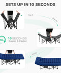 Setup guide for Extra Wide Camping Cot for Adults With Mattress, Heavy Duty 1200D Oxford Fabric Folding Cot, Easy Ten Second Setup