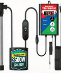 Beefed Up 3500W Immersion Water Heater Dishes Out Insta Hot Water For Bathtub Stock Tank Or Pond Hookups With Zero Fuss Plug And Play Auto Temp Lock System, stainless steel unit with digital thermostat.