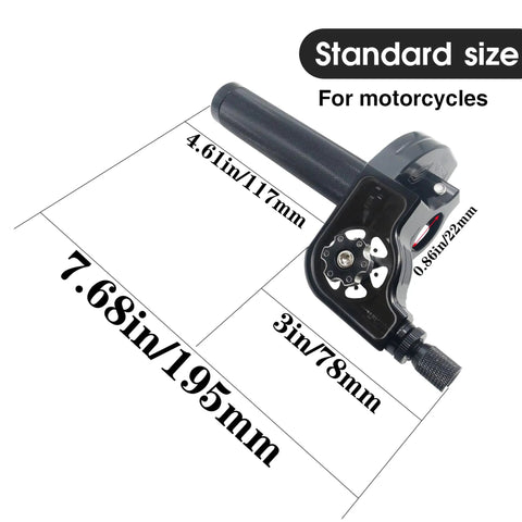 Seven Eighths Inch CNC Aluminum Quick Twister Throttle Grip With Cable dimensions for dirt bikes and ATVs