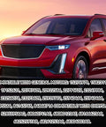 Red SUV at sunset with compatibility list for GM and Chrysler parts.
