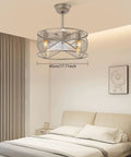 FAIRYPAGODA Ceiling Fan with Light 3 Blades Reversible Motor 6 Speeds, 45cm size, modern design in bedroom setting.