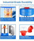 Features of Solar Pond Fountain Aerator 0.5HP 24V Stainless Steel DC Floating Water Pump with 20 Ft Cord