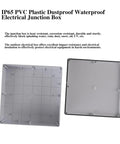 IP65 Waterproof Outdoor Junction Box 12 By 12 By 4 Inches, Heavy Duty PVC Electrical Enclosure, open view of interior and lid
