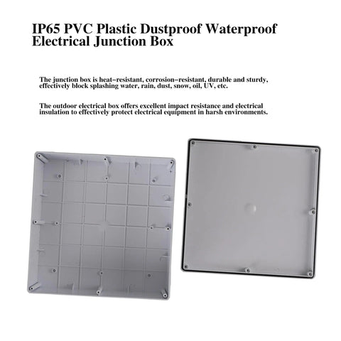 IP65 Waterproof Outdoor Junction Box 12 By 12 By 4 Inches, Heavy Duty PVC Electrical Enclosure, open view of interior and lid