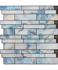 Blue Marble Peel And Stick Backsplash Tiles 12x12 Self Adhesive Removable For Kitchen And Bathroom, realistic 3D texture design.