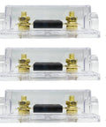 500A ANL Fuse Holder Kit 3 Piece Beefy Duty Power Fuse Block For 12V To 32V DC Systems With 5-16 Inch Ring Terminals Not Mini Large Size Durable Plastic Construction clear 3-piece fuse holders with screws